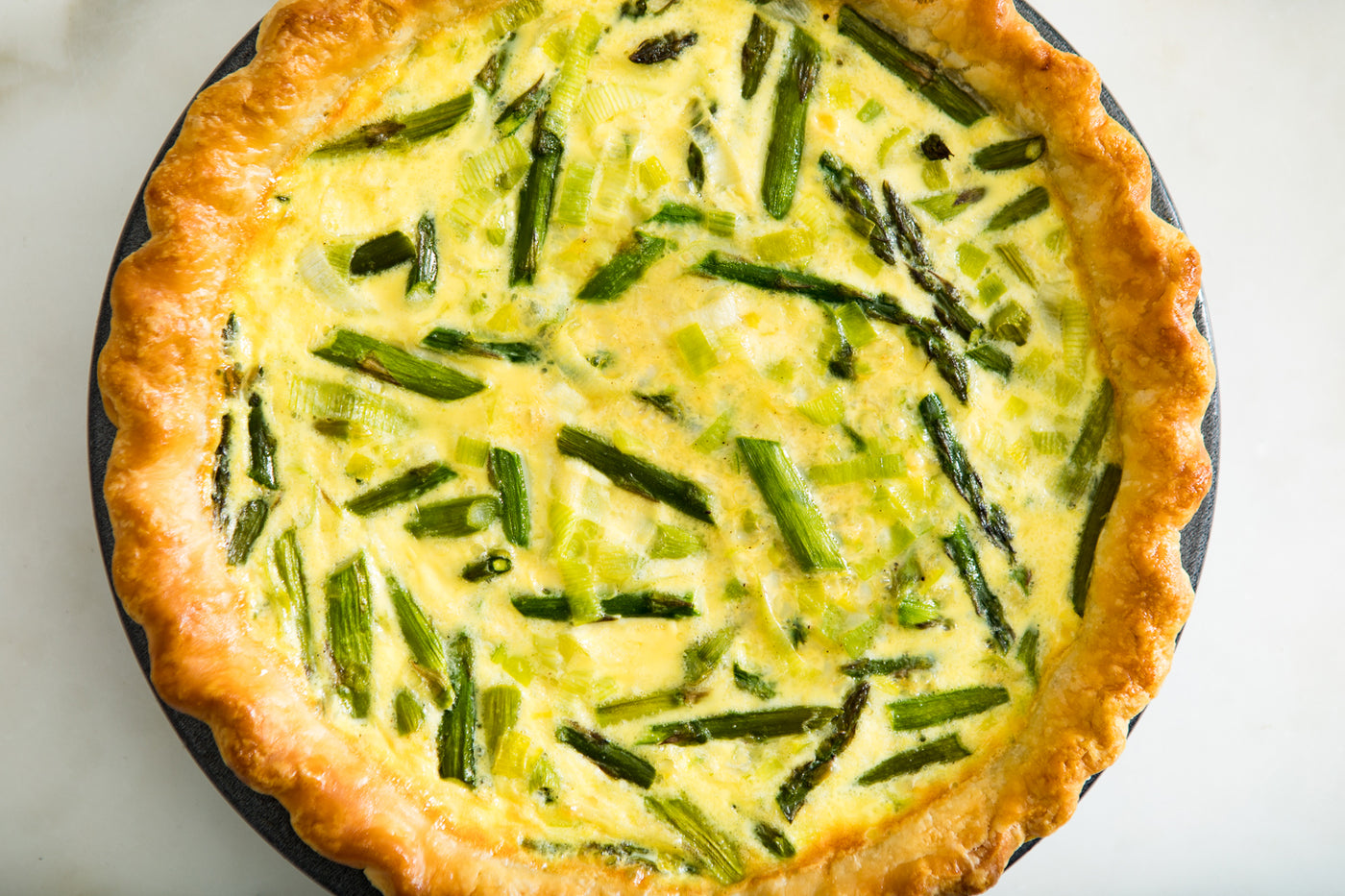 Asparagus Quiche with Black Pepper Salt