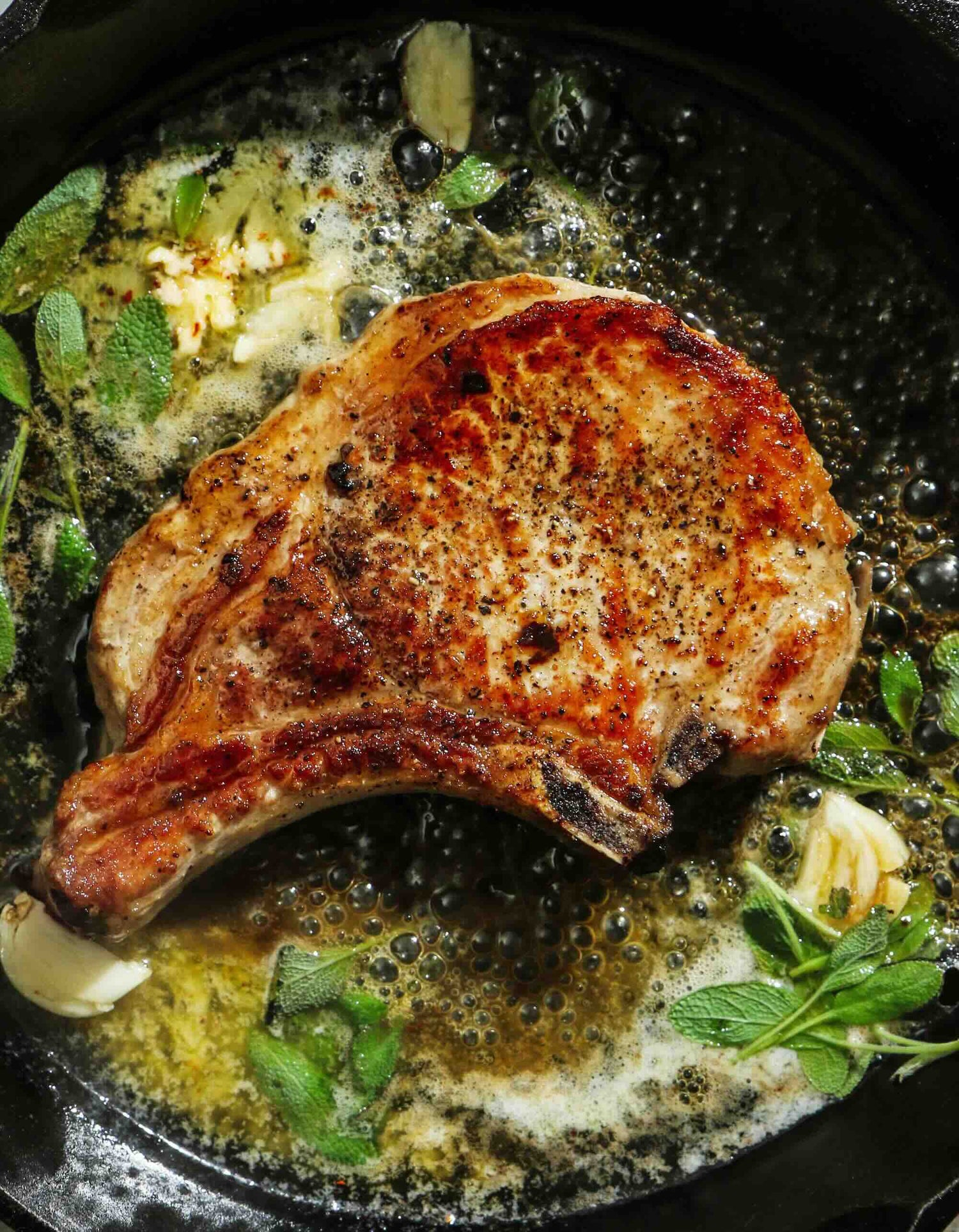 Pan-seared pork chop