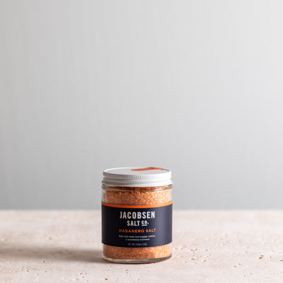 A 4.23 oz jar of Jacobsen Infused Habanero Salt.