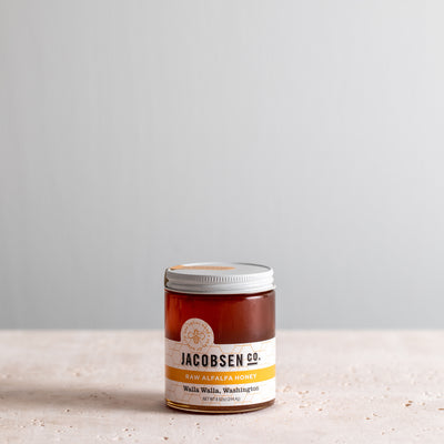8.62 ounce jar of Jacobsen Raw Alfalfa Honey