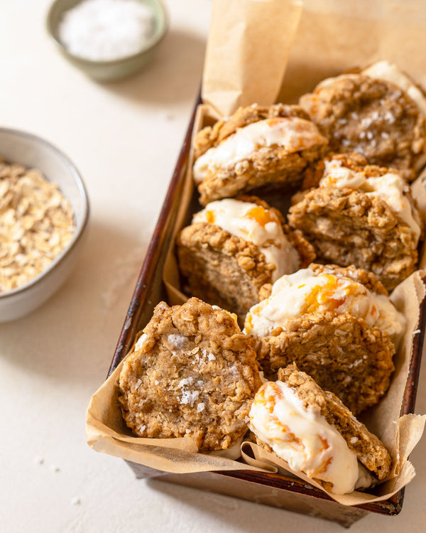 Peach Oatmeal Ice Cream Sandwiches