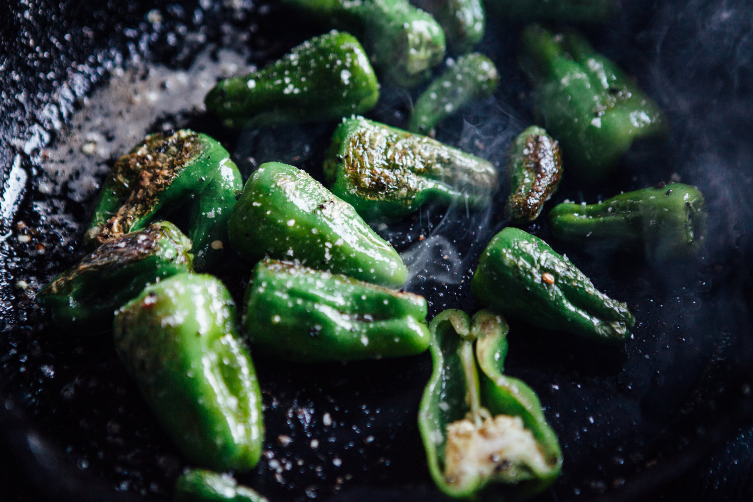 Blistered Peppers with Pure Flake Sea Salt