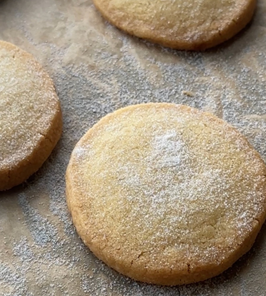 Three shortbread cookies.