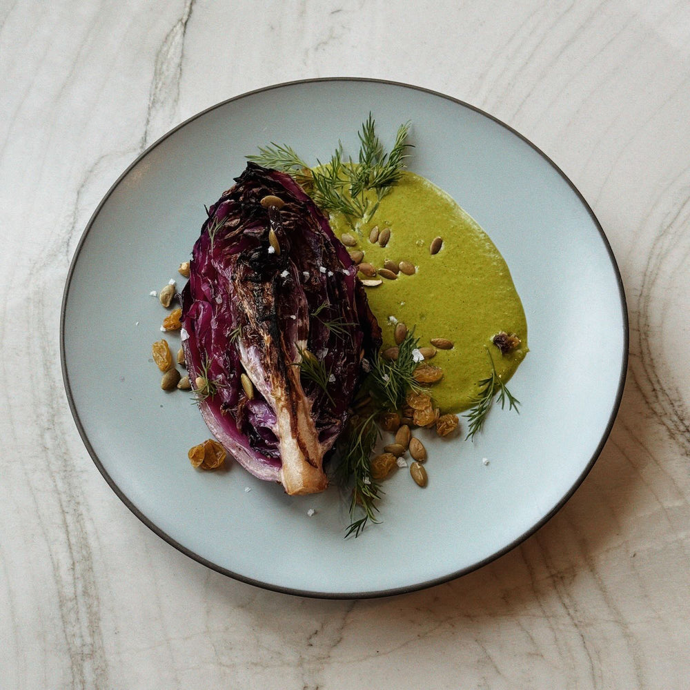 Woldy Reyes' Braised Red Cabbage with Coconut Green Goddess Dressing