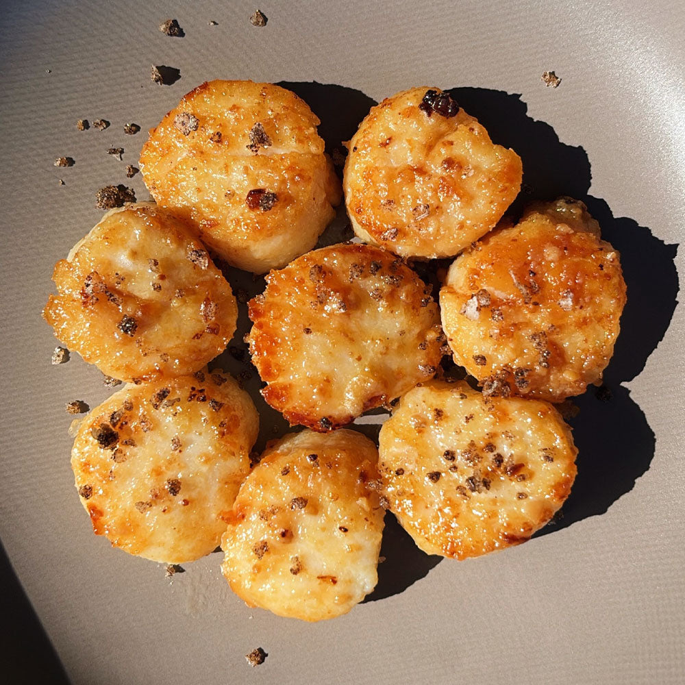 Seared Brown Butter Miso Scallops with Vanilla Bean Salt
