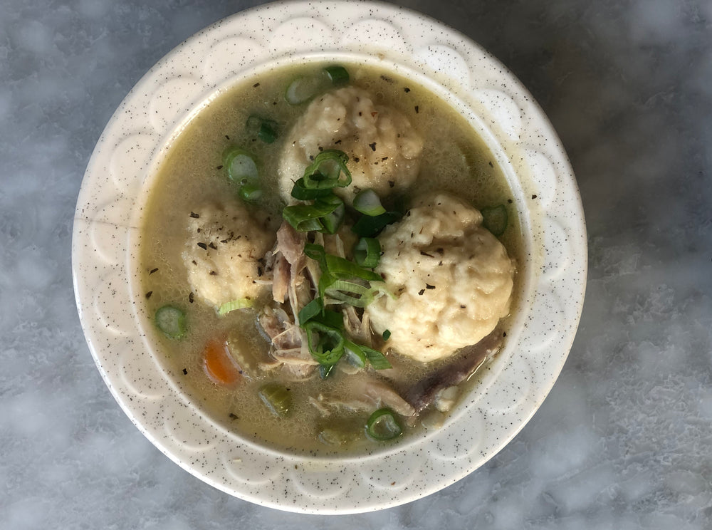 Chicken and Dumplings with Infused Rosemary Salt