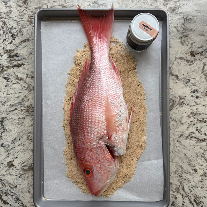 Whole Salt-Baked Red Snapper with Black Garlic Salt