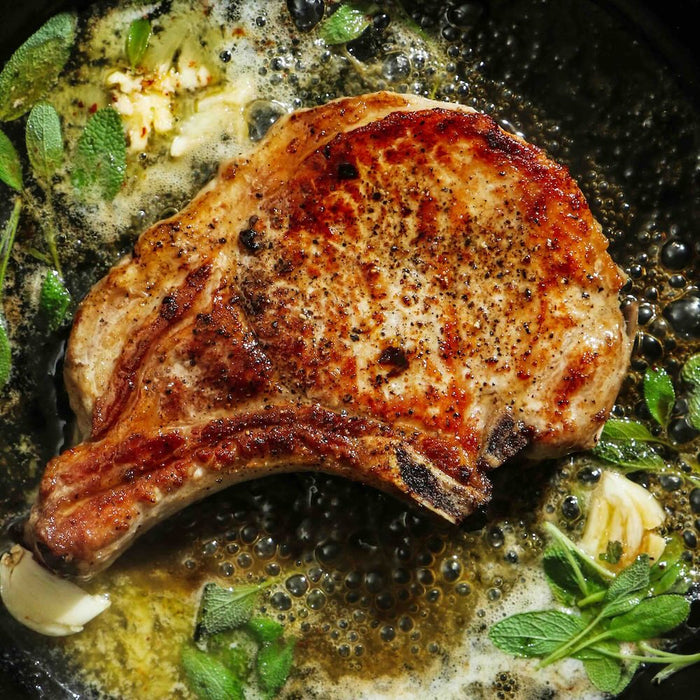 Grilled Pork Chop with Infused Black Garlic Salt