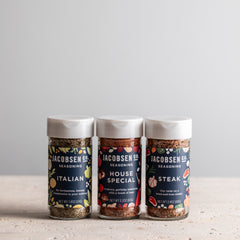 Unpackaged Grilling Trio, which includes shaker jars of Italian Seasoning, House Special Seasoning and Steak Seasoning