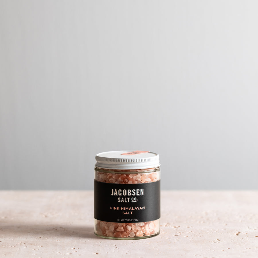 7.5 oz jar of Jacobsen Pink Himalayan Salt 