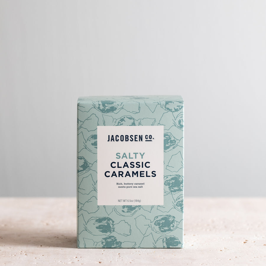 6.5 ounce box of Jacbosen Co. Salty Classic Caramels