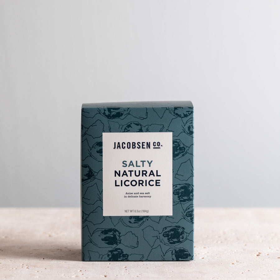 6.5 ounce box of Jacbosen Co. Salty Natural Licorice