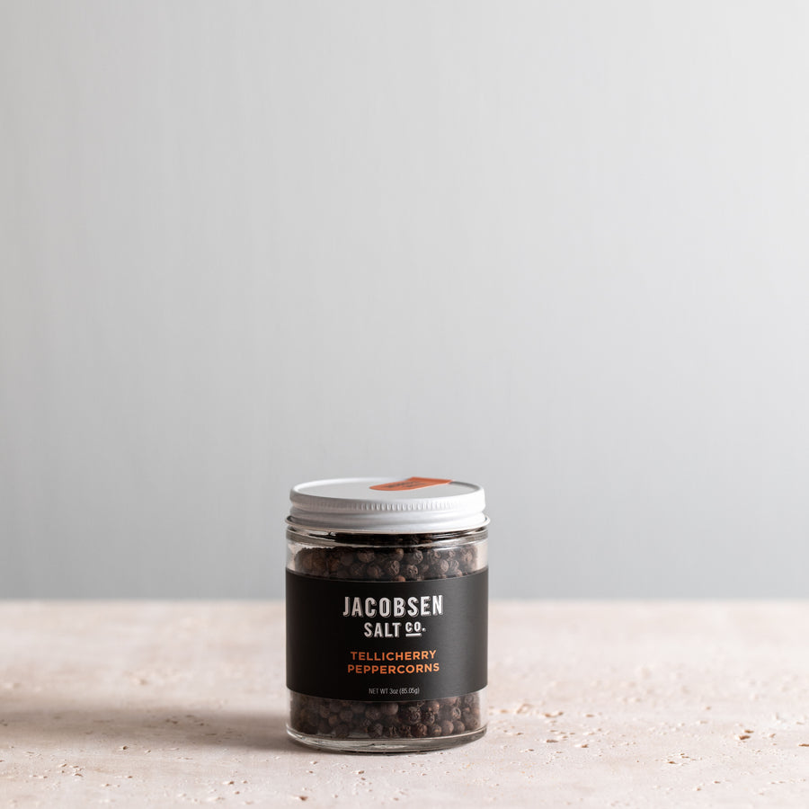3 oz jar of Jacobsen Tellicherry Peppercorns