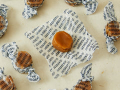 Jacobsen Salty Classic Caramels unwrapped on countertop