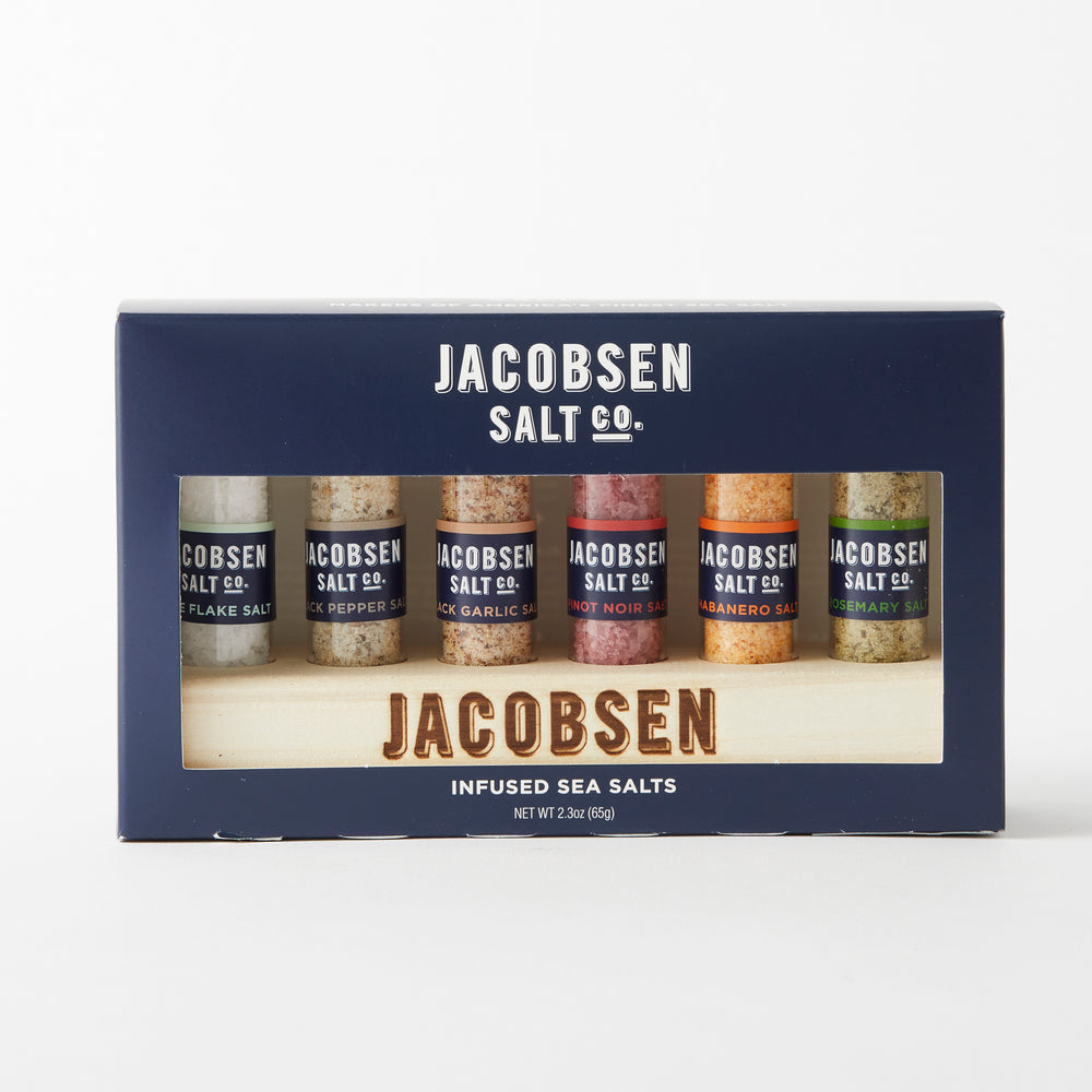 Jacobsen Salt Co - Six Vial Set Infused Salt with Wooden Stand