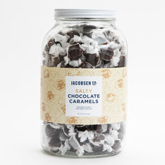 Salty Chocolate Caramels in a 4lb glass Container