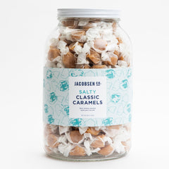 Salty Classic Caramels in a 4lb glass container