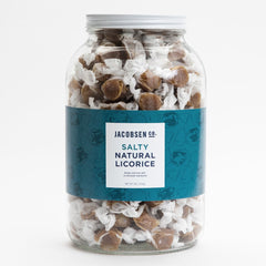 Salty Natural Licorice in a 4lb glass container